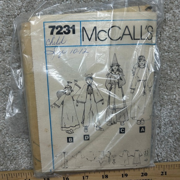 McCall's Other - McCall's 7231 Kids Halloween Costume Pattern 10 12 Angel Witch Devil Vintage